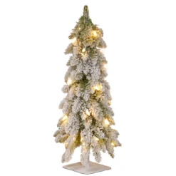 24” Pre-Lit Snowy Downswept Artificial Christmas Tree – Clear Lights