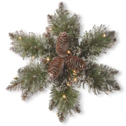 14" Pre-Lit Pine Snowflake Battery Operated Artificial Wreath - Warm White LED Lights