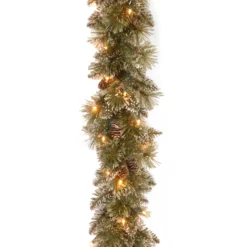 9' Pre-Lit Glittery Pine Christmas Garland โ Clear Lights