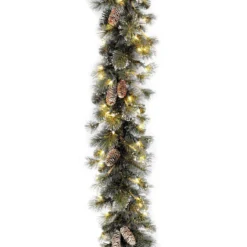 9' X 10" Pre-Lit Glittery Pine Artificial Christmas Garland - Clear Lights