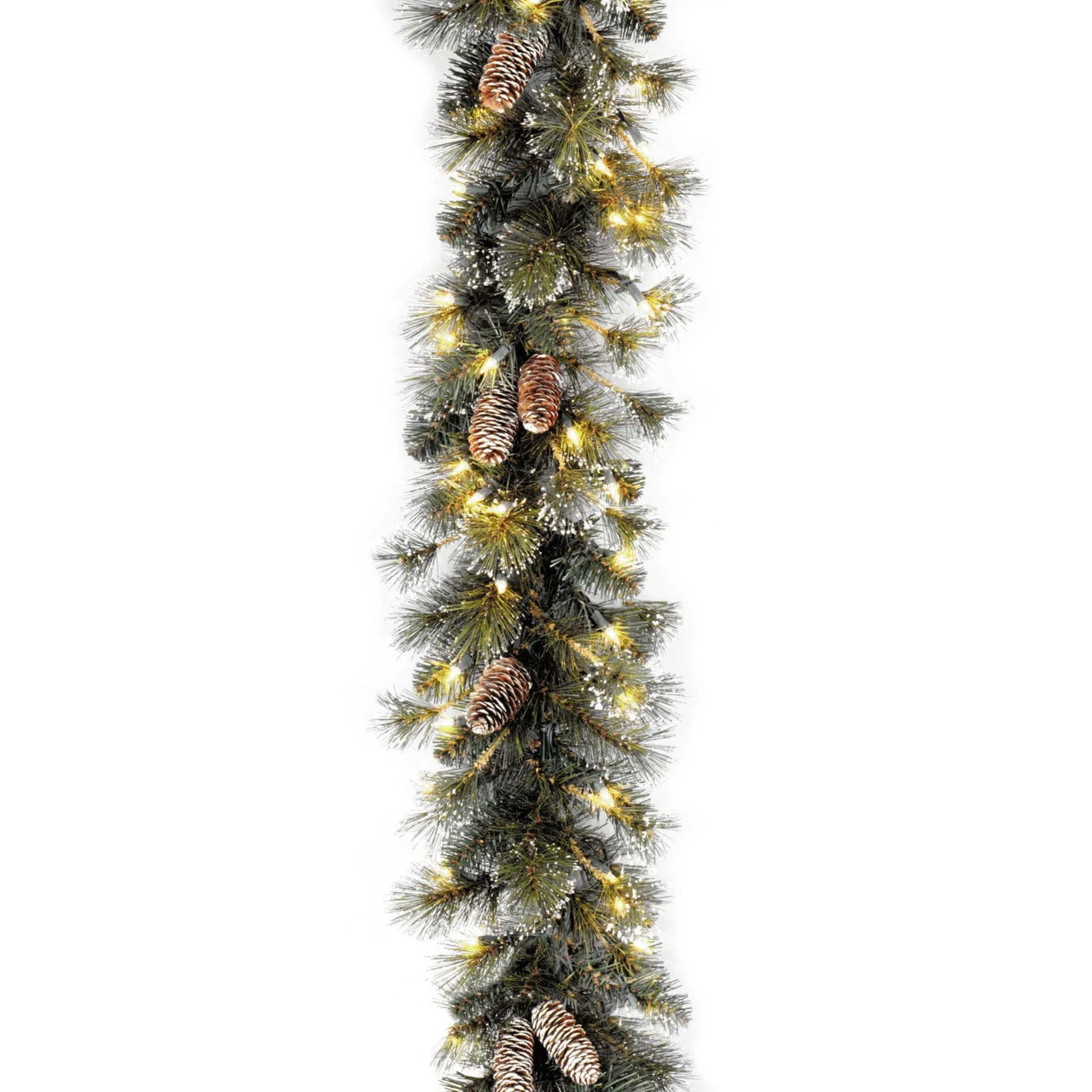 9' X 10" Pre-Lit Glittery Pine Artificial Christmas Garland - Clear Lights 3 9' X 10" Pre-Lit Glittery Pine Artificial Christmas Garland - Clear Lights