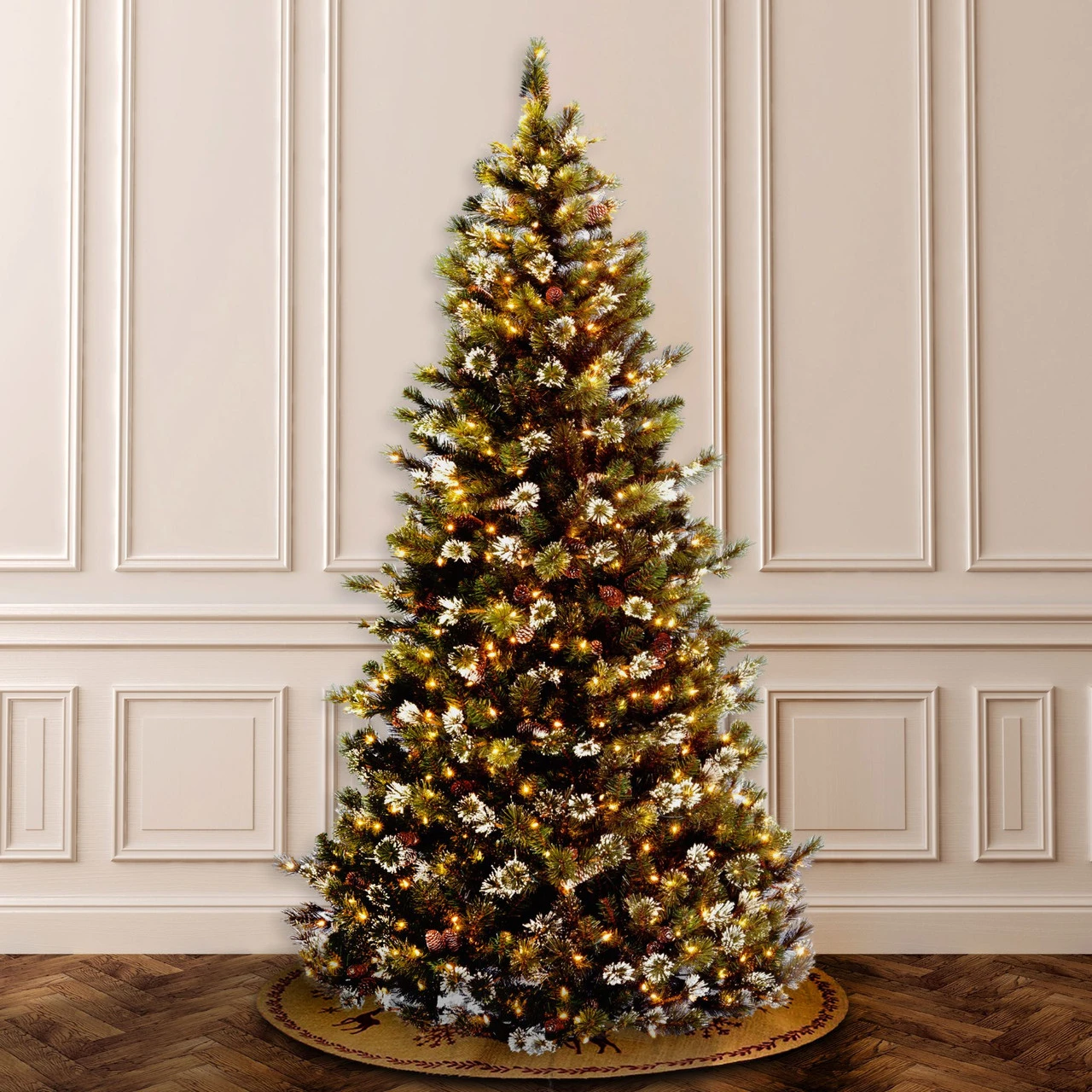 7.5’ Pre-Lit Glittery Pine Artificial Christmas Tree - Clear Lights 5 7.5’ Pre-Lit Glittery Pine Artificial Christmas Tree - Clear Lights - Image 3