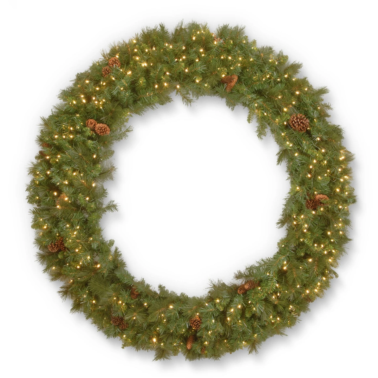 Pre-Lit Spruce Pine Cone Artificial Christmas Wreath - 60-Inch, Warm White LED Lights 3 Pre-Lit Spruce Pine Cone Artificial Christmas Wreath - 60-Inch, Warm White LED Lights
