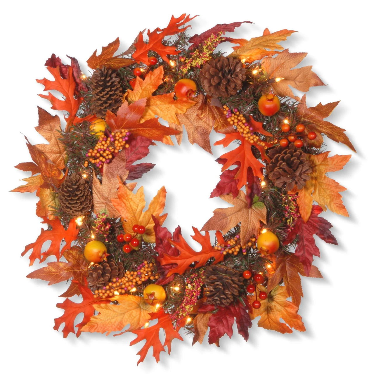 Maple Berries And Cones Artificial Christmas Wreath - 24-Inch, Clear Lights 3 Maple Berries And Cones Artificial Christmas Wreath - 24-Inch, Clear Lights