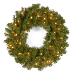 24β Pre-Lit Kincaid Spruce Artificial Christmas Wreath - Clear Lights