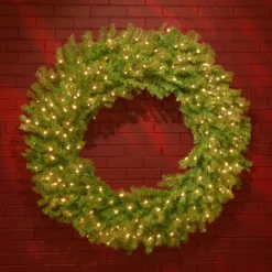48" Pre-Lit Norwood Fir Artificial Christmas Wreath – Warm White LED Lights -Noel Twinkle Shop dnat nf 318l 48w 3 88436.1667576088