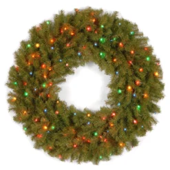 Pre-Lit Norwood Fir Artificial Christmas Wreath - 36-Inch, Multi-color Lights