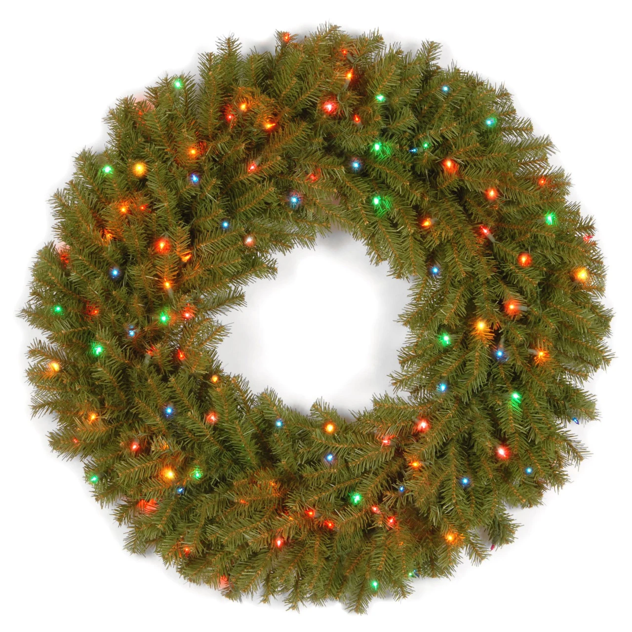 Pre-Lit Norwood Fir Artificial Christmas Wreath - 36-Inch, Multi-color Lights 3 Pre-Lit Norwood Fir Artificial Christmas Wreath - 36-Inch, Multi-color Lights