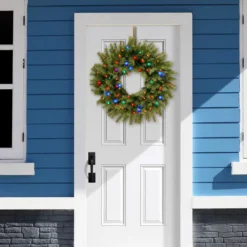 24" B/O Pre-Lit LED Norwood Fir Artificial Christmas Wreath – Multi-Color Lights -Noel Twinkle Shop dnat nf3 309 24w b 3 31556.1667536526