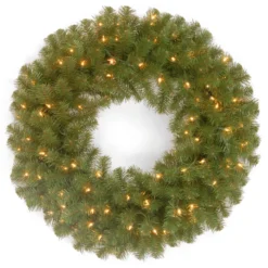 24" Pre-lit North Valley Spruce Artificial Christmas Wreath β Dual Color LED Lights
