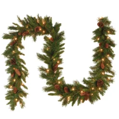 9' Pre-Lit Medium Pine Artificial Christmas Garland - Clear Lights -Noel Twinkle Shop dnat pc 9glo 1 3 35042.1667662718