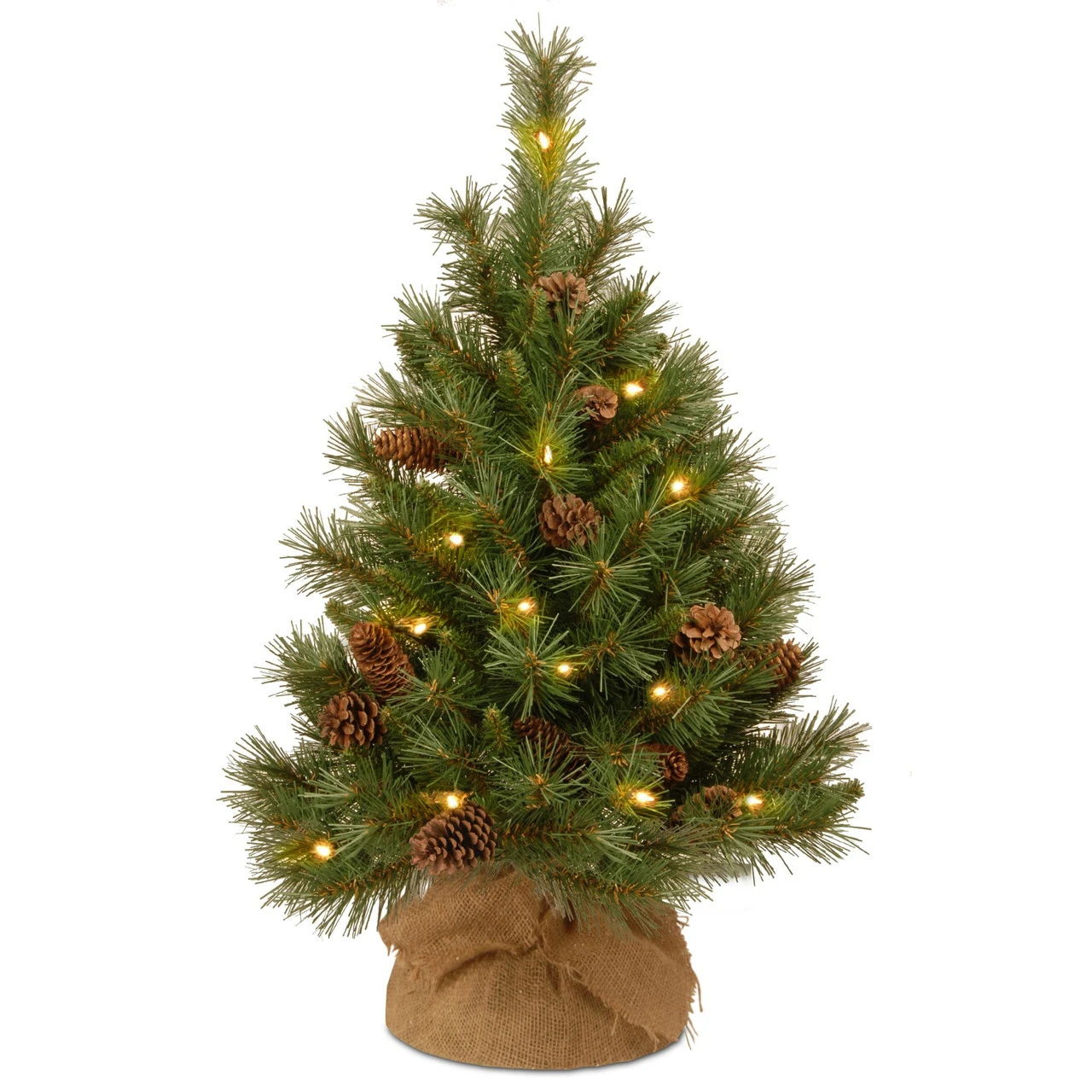 3' Pre-Lit Potted Pine Cone Battery Operated Medium Artificial Christmas Tree - Warm White LED Lights 3 3' Pre-Lit Potted Pine Cone Battery Operated Medium Artificial Christmas Tree - Warm White LED Lights