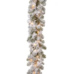 9' X 12" Pre-Lit Snowy Camden Artificial Christmas Garland - Clear Lights