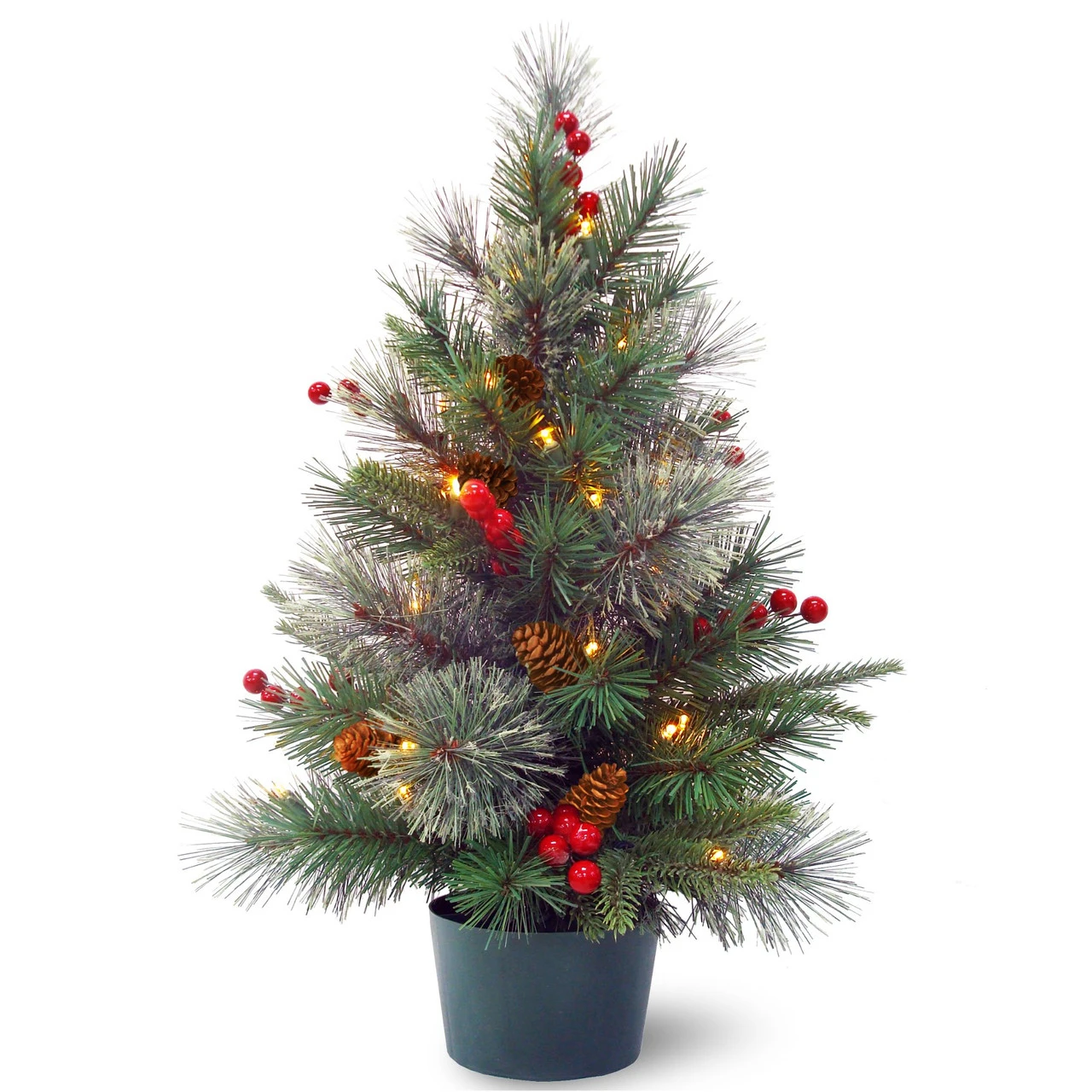 2' Pre-lit Colonial Potted Mixed Pine Medium Artificial Christmas Tree - Warm White LED Lights 3 2' Pre-lit Colonial Potted Mixed Pine Medium Artificial Christmas Tree - Warm White LED Lights