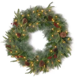 Pre-Lit Colonial Artificial Christmas Wreath - 30-Inch, Clear Lights