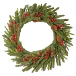 24" Pre-Lit Dorchester Fir Battery Operated Artificial Christmas Wreath - Warm White Lights