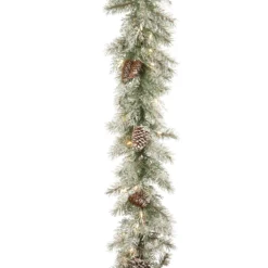 9' X 10" Pre-Lit Frosted Mountain Spruce Artificial Christmas Garland - Clear Lights