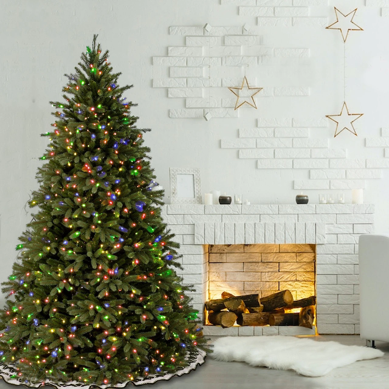 7.5’ Pre-Lit Jersey Fraser Fir Artificial Christmas Tree - Multi-Color Lights 4 7.5’ Pre-Lit Jersey Fraser Fir Artificial Christmas Tree - Multi-Color Lights - Image 2