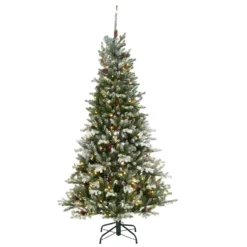 6.5' Pre-Lit Slim Snowy Morgan Spruce Artificial Christmas Tree, Clear Lights