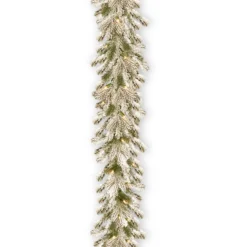 9' X 12" Pre-Lit Snowy Sheffield Spruce Artificial Christmas Garland - Clear Lights
