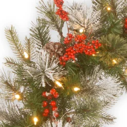 Pre-Lit Wintry Berry Artificial Christmas Wreath - 30-Inch, LED Lights -Noel Twinkle Shop dnat pewt 300 30wb 1 3 00160.1667522083