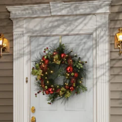 30" Pre-Lit LED Ornament Battery Operated Artificial Christmas Wreath - White Lights 7 30" Pre-Lit LED Ornament Battery Operated Artificial Christmas Wreath - White Lights -Noel Twinkle Shop dnat rac js1901x30 3 44594.1667531750