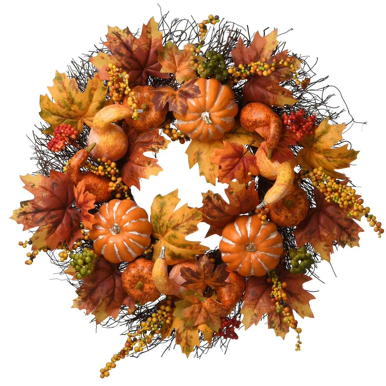 Maple And Pumpkin Artificial Thanksgiving Wreath - 22-Inch, Unlit 3 Maple And Pumpkin Artificial Thanksgiving Wreath - 22-Inch, Unlit