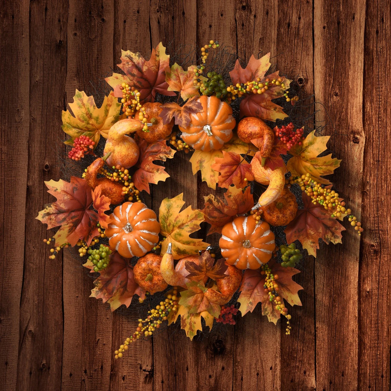 Maple And Pumpkin Artificial Thanksgiving Wreath - 22-Inch, Unlit 5 Maple And Pumpkin Artificial Thanksgiving Wreath - 22-Inch, Unlit - Image 3