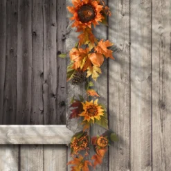 6' Fall Harvest Sunflower And Pine Cones Artificial Garland – Unlit -Noel Twinkle Shop dnat rahv hyx0260a 5 50049.1682002154