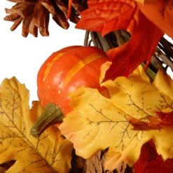 Orange And Green Maple Leaves Artificial Autumn Wreath - 26-Inch, Unlit -Noel Twinkle Shop dnat rahv tdb001 1 2 12795.1667564770