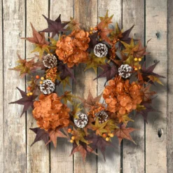 Hydrangea And Maple Leaves Artificial Thanksgiving Wreath - 24-Inch, Unlit -Noel Twinkle Shop dnat rahv w1625q 1 2 26777.1667573712