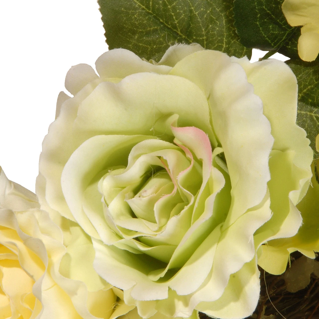 Green And Cream Rose Wreath - 24-Inch, Unlit 4 Green And Cream Rose Wreath - 24-Inch, Unlit - Image 2