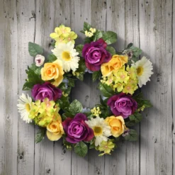 Purple And Yellow Flower Decorated Artificial Wreath - 18-Inch, Unlit 10 Purple And Yellow Flower Decorated Artificial Wreath - 18-Inch, Unlit -Noel Twinkle Shop dnat ras 44199 1 4 76148.1667532742
