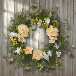 Yellow And Green Spring Flower Artificial Wreath - 20-Inch, Unlit -Noel Twinkle Shop dnat ras gfiw5015 1 3 36981.1667564795