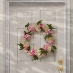 Pink And White Peony Flower Artificial Wreath - 24-Inch, Unlit -Noel Twinkle Shop dnat ras hy71824w p1 4 00047.1667584066