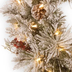 30" Pre-Lit Snowy Bedford Pine Artificial Christmas Wreath - LED Lights With Battery Operated -Noel Twinkle Shop dnat sbe1 308 30wbc1 3 79111.1667580432