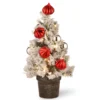 2' Pre-Lit Potted Snowy Bristle Pine Medium Artificial Tabletop Christmas Tree - Warm White LED Lights -Noel Twinkle Shop dnat snp7 308 20 b 95977.1667564813