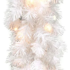 9' X 10" Pre-Lit Wispy Willow White Artificial Christmas Garland - Clear Lights -Noel Twinkle Shop dnat wogw1 300 9a 1 3 75135.1667663977