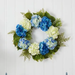 Blue And White Decorative Spring Floral Wreath, 24-Inch 9 Blue And White Decorative Spring Floral Wreath, 24-Inch -Noel Twinkle Shop dnnl204223 3 54954.1681814515