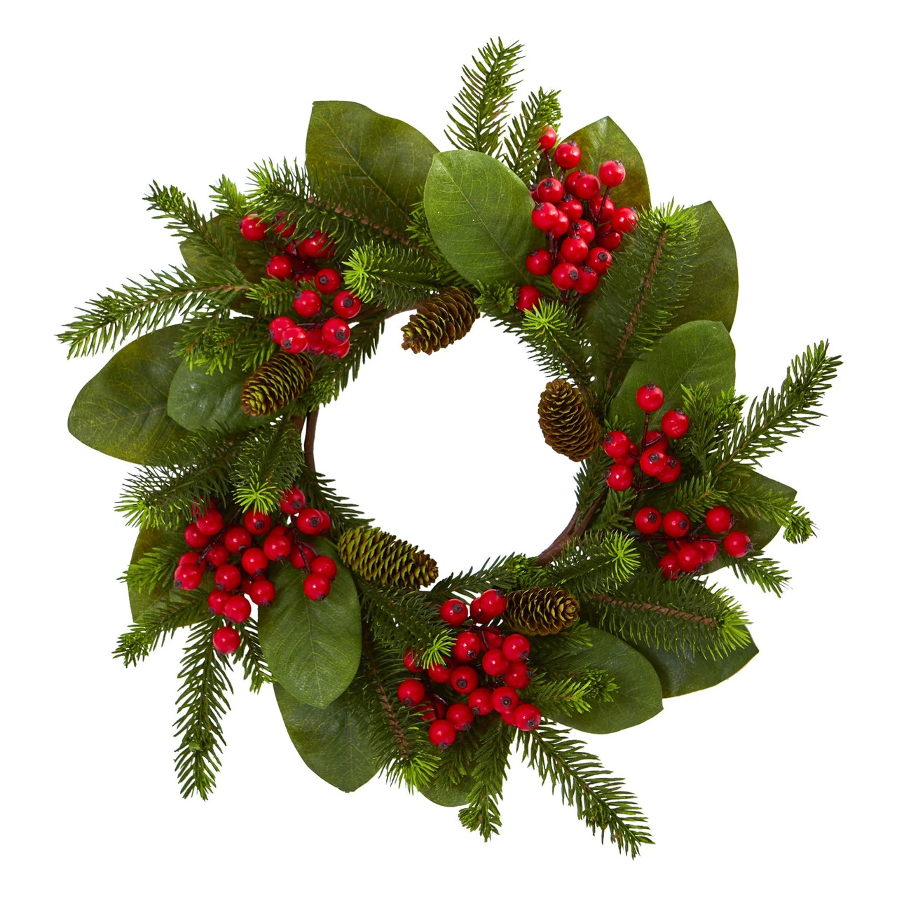 Magnolia Berry Pine Artificial Christmas Wreath, 19-Inch, Unlit 3 Magnolia Berry Pine Artificial Christmas Wreath, 19-Inch, Unlit