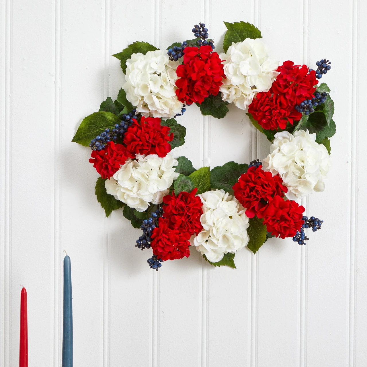 Blueberries And Geranium Artificial Wreath, 21-Inch, Unlit 4 Blueberries And Geranium Artificial Wreath, 21-Inch, Unlit - Image 2