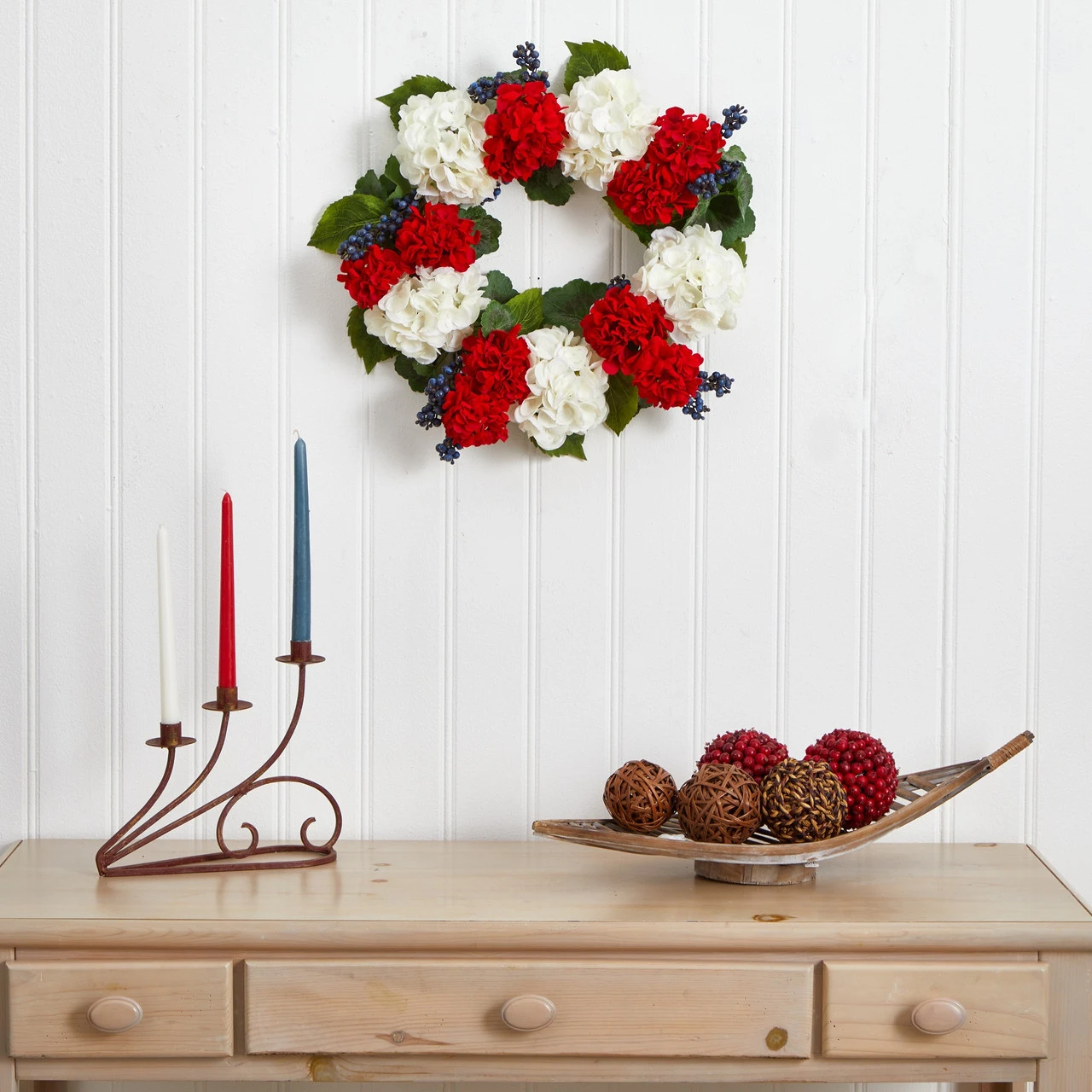 Blueberries And Geranium Artificial Wreath, 21-Inch, Unlit 5 Blueberries And Geranium Artificial Wreath, 21-Inch, Unlit - Image 3