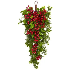 26" Artificial Berry Boxwood Flower Teardrop
