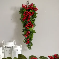26" Artificial Berry Boxwood Flower Teardrop -Noel Twinkle Shop dnnl204562 5 78360.1681814413