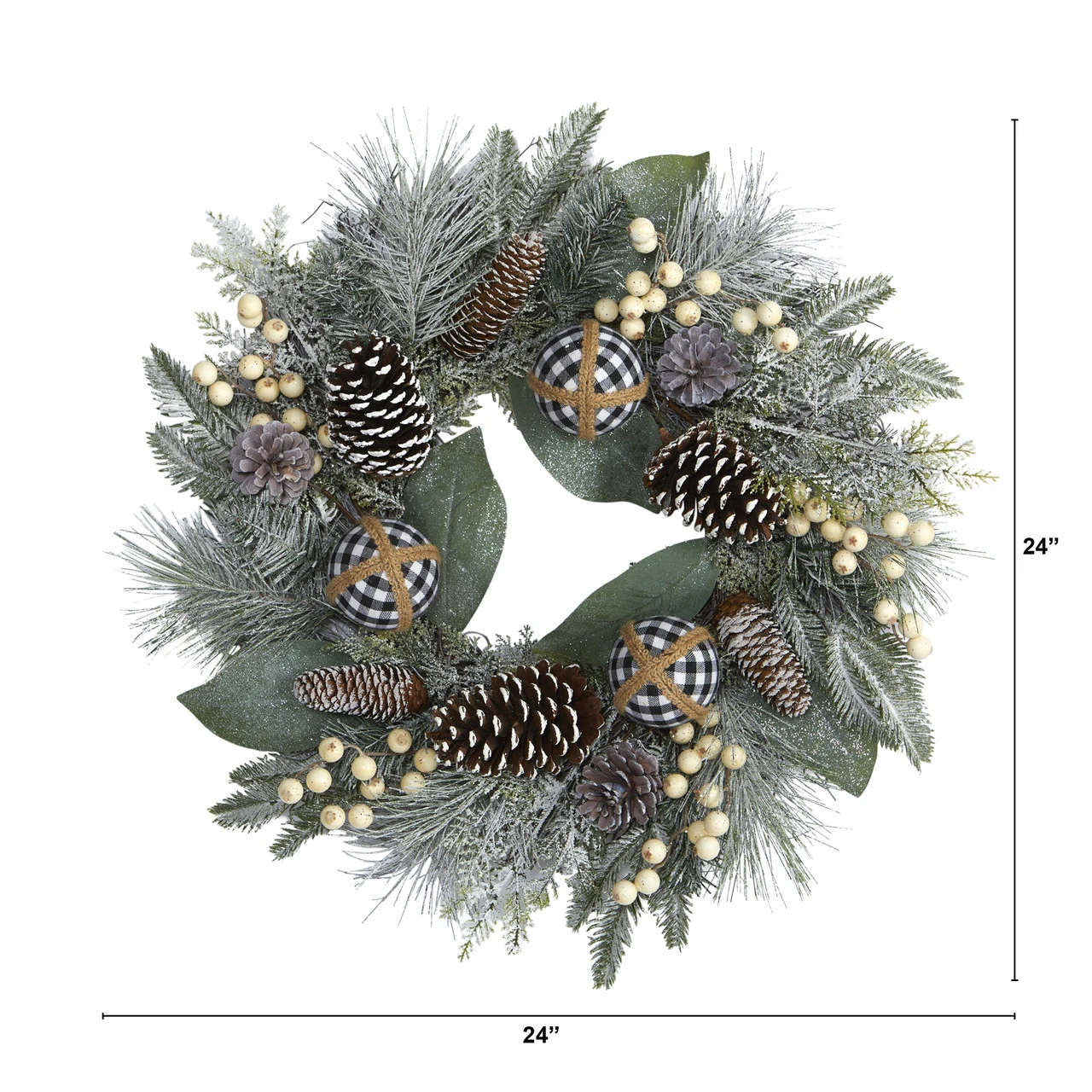 Berries, Pine Cones With Ornaments Artificial Christmas Wreath, 24-Inch, Unlit 5 Berries, Pine Cones With Ornaments Artificial Christmas Wreath, 24-Inch, Unlit - Image 3