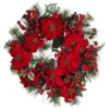 Poinsettias, Pinecones And Berries Artificial Christmas Wreath, 24-Inch, Unlit