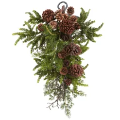 26" Pinecone Artificial Christmas Teardrop Swag, Unlit