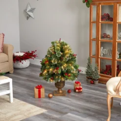 3' Pre-Lit Frosted Pine Artificial Outdoor Christmas Tree, Warm Clear LED Lights 12 3' Pre-Lit Frosted Pine Artificial Outdoor Christmas Tree, Warm Clear LED Lights -Noel Twinkle Shop dnnl20p1811 3 42831.1681393605