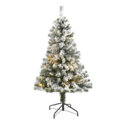 4' Pre-Lit Flocked Fir Artificial Christmas Tree, Warm Clear LED Lights
