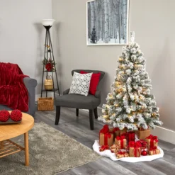 4' Pre-Lit Flocked Fir Artificial Christmas Tree, Warm Clear LED Lights -Noel Twinkle Shop dnnl20t1738 6 59022.1667531328
